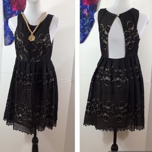 Free People black lace cutout dress 6
